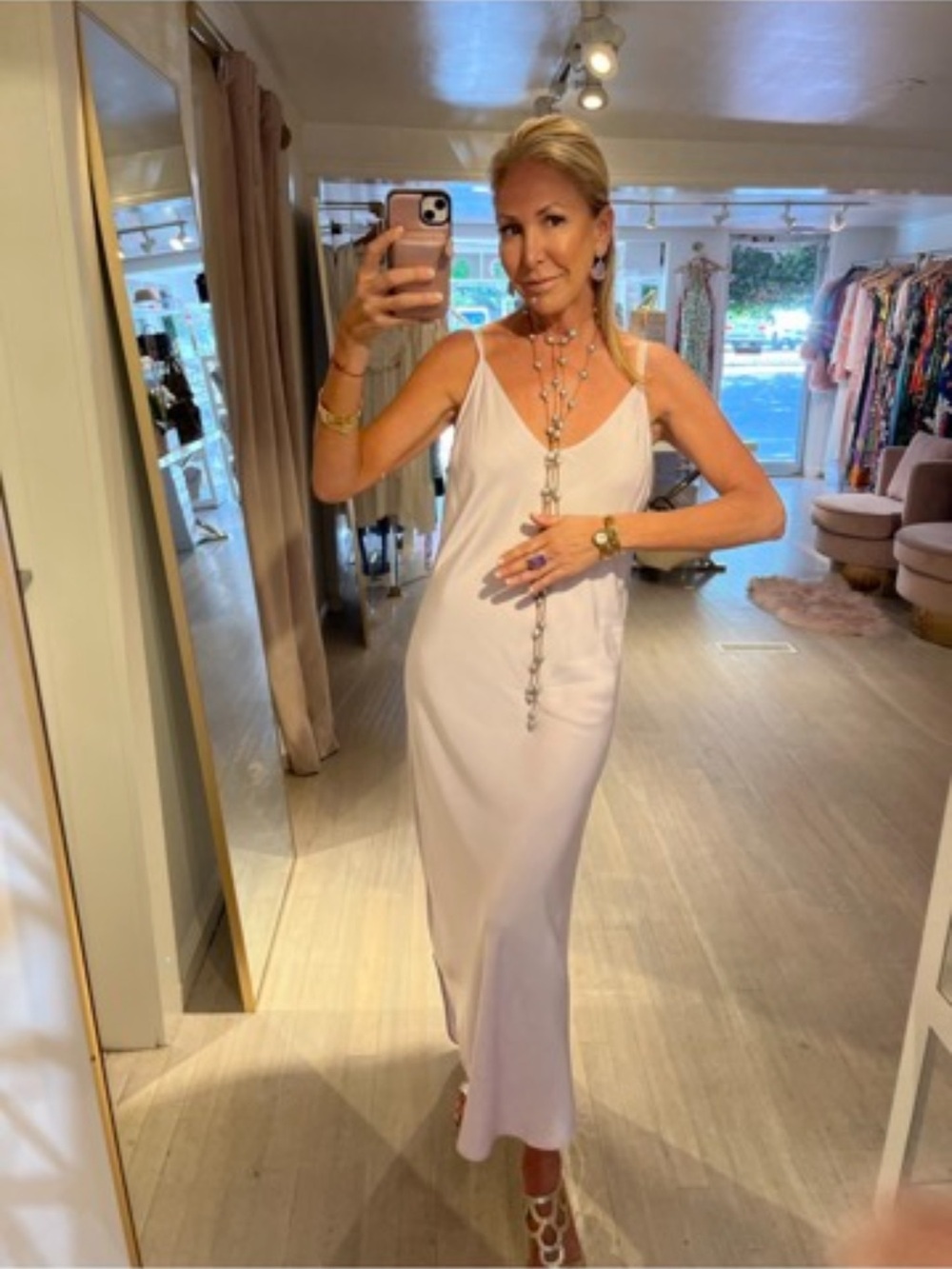 Elegant White Slip Maxi Dress - Sleeveless V-Neck